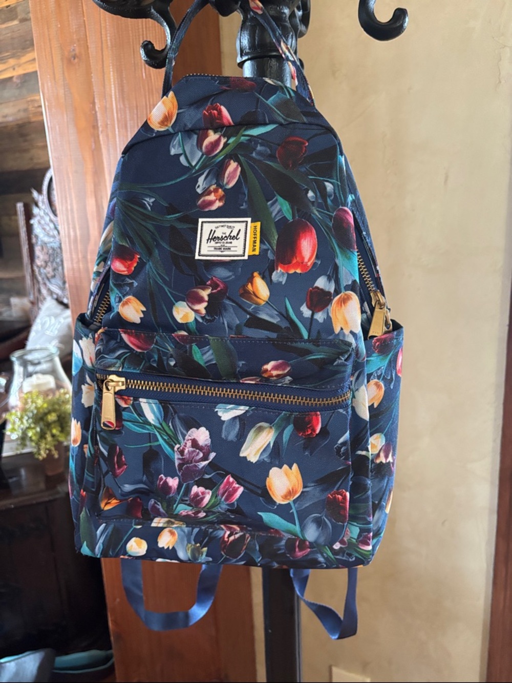 Herschel Supply Company Navy Floral Backpack with Multicolor Tulips